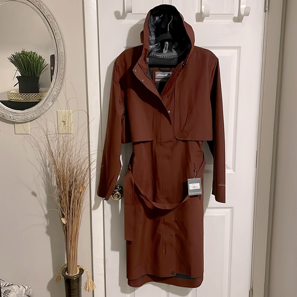 NWT Eddie Bauer Cloud Cap full length Rain Coat. Women’s Size: XXL - Dark Sable
